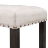 TOPMAX 2 Pieces Rustic Wooden Counter Height Upholstered Dining Chairs for Small Places; Espresso+ Beige