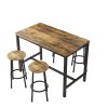 Modern 5-Piece Dining Table Set with 4 Chairs for Dining Room; Black Frame+Brown panel