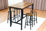 Modern 5-Piece Dining Table Set with 4 Chairs for Dining Room; Black Frame+Brown panel