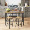 Modern 5-Piece Dining Table Set with 4 Chairs for Dining Room; Black Frame+Brown panel
