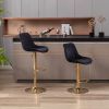 Set of 2 Bar Stools; with Chrome Footrest and Base Swivel Height Adjustable Mechanical Lifting Velvet + Golden Leg Simple Bar Stool-black