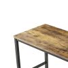 Modern 5-Piece Dining Table Set with 4 Chairs for Dining Room; Black Frame+Brown panel