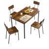 JHX Dining Table Set 5-Piece Dining Chair with Backrest; Industrial style; Sturdy construction(Rustic Brown; 43.31''L*27.56''W*30.32''H)