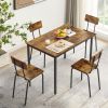 JHX Dining Table Set 5-Piece Dining Chair with Backrest; Industrial style; Sturdy construction(Rustic Brown; 43.31''L*27.56''W*30.32''H)