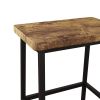 Modern 3-Piece Bar tabies and chairs Set with 2 Chairs for Dining Room; Black Frame+Brown panel
