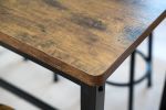 Modern 5-Piece Dining Table Set with 4 Chairs for Dining Room; Black Frame+Brown panel