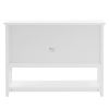 130*38*89.2cm Transparent Sliding Double Doors Double Inner Compartments With Bottom Storage Rack Sideboard Classical White