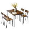JHX Dining Table Set 5-Piece Dining Chair with Backrest; Industrial style; Sturdy construction(Rustic Brown; 43.31''L*27.56''W*30.32''H)